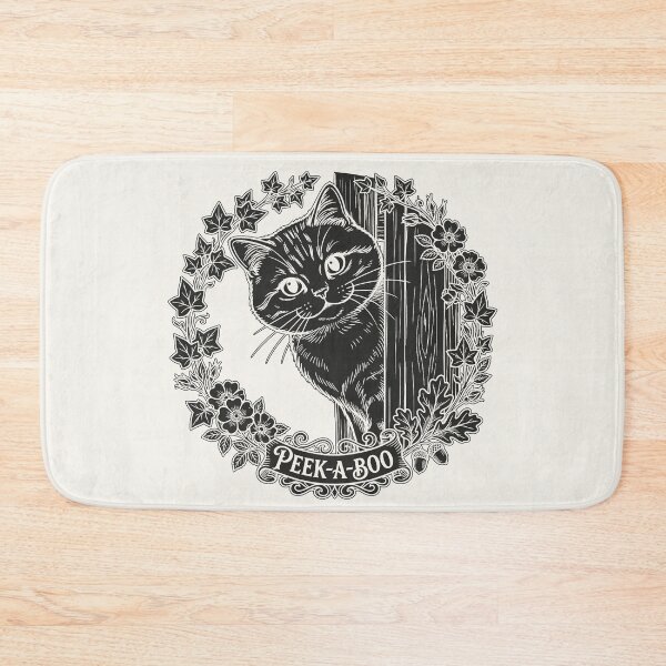 Item preview, Peek-a-Boo Cat with Floral Wreath - Black Silhouette designed and sold by sxtfejvseyn.