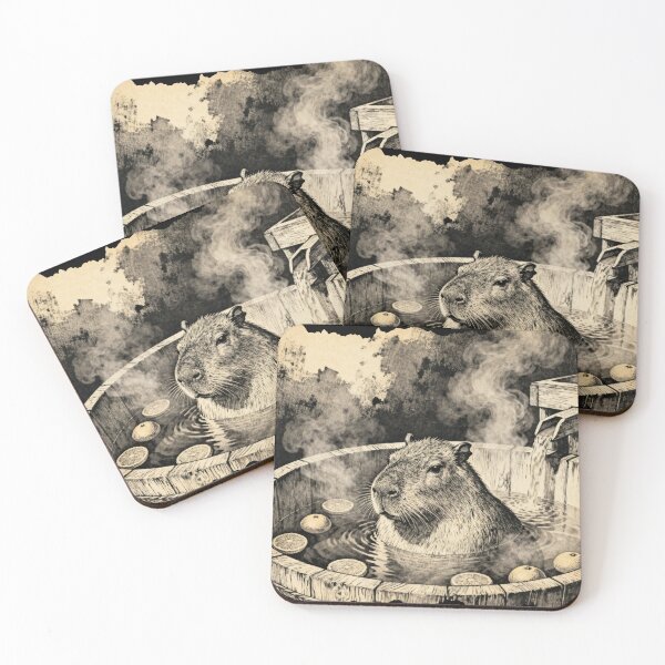 Item preview, Vintage Japanese Capybara Onsen – Retro Yuzu Hot Spring Aesthetic Art designed and sold by FIREDesignsPOD.