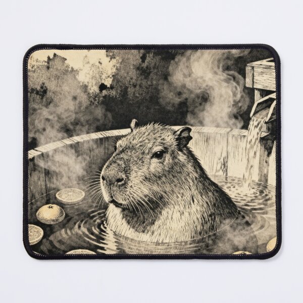 Item preview, Vintage Japanese Capybara Onsen – Retro Yuzu Hot Spring Aesthetic Art designed and sold by FIREDesignsPOD.