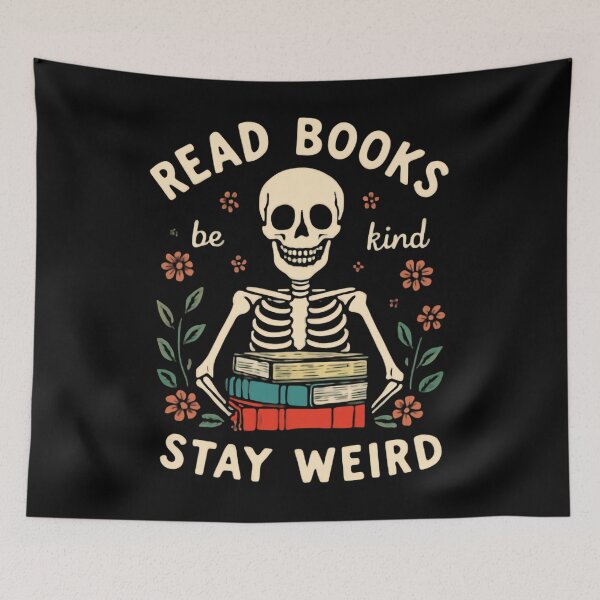 Item preview, Read Books Be Kind Stay Weird Book Lover Skeleton Reader Individuality designed and sold by RetroMini2026.