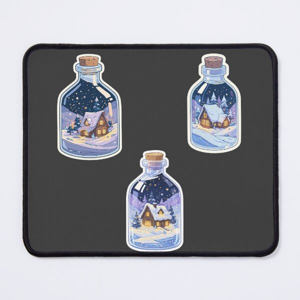 Item preview, Mini cozy cabin in the snow in a bottle sticker pack designed and sold by MendaciousMina.