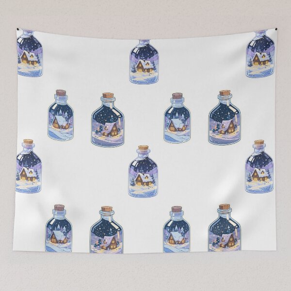 Item preview, Mini cozy cabin in the snow in a bottle sticker pack designed and sold by MendaciousMina.