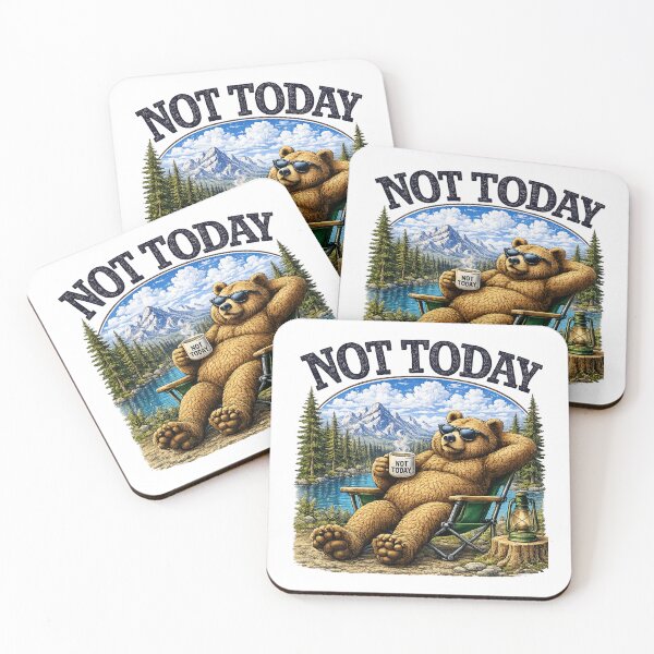 Item preview, Not Today Bear – Funny Camping Bear Retro Vintage T-Shirt designed and sold by RK WORKS.