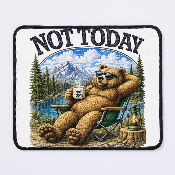 Item preview, Not Today Bear – Funny Camping Bear Retro Vintage T-Shirt designed and sold by RK WORKS.
