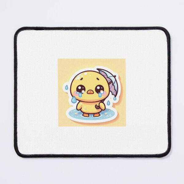 Item preview, Kawaii Sad Rain Duck Sticker | Chibi Duck with Broken Umbrella in Rain designed and sold by PastelPawsArt.