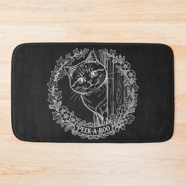 Item preview, Peek-a-Boo Cat with Floral Wreath - White Line Art designed and sold by sxtfejvseyn.