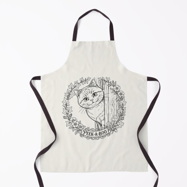 Item preview, Peek-a-Boo Cat with Floral Wreath - Black Line Art designed and sold by sxtfejvseyn.