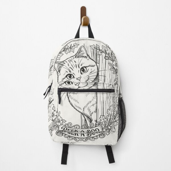 Item preview, Peek-a-Boo Cat with Floral Wreath - Black Line Art designed and sold by sxtfejvseyn.