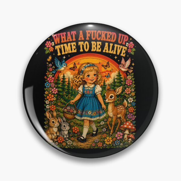 Item preview, What a Fucked Up Time to Be Alive Vintage Cottagecore Girl and Forest Animals designed and sold by Starry Night Creative Art.