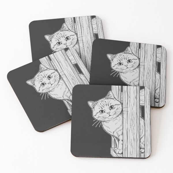 Item preview, Cat Peeking Through Fence - White Silhouette designed and sold by sxtfejvseyn.