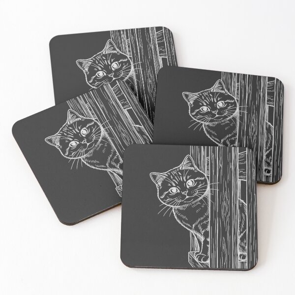 Item preview, Cat Peeking Through Fence - White Line Art designed and sold by sxtfejvseyn.