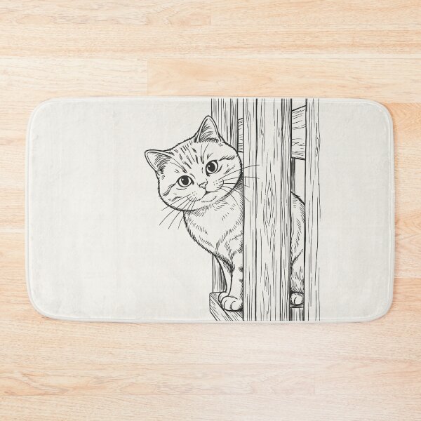 Item preview, Cat Peeking Through Fence - Black Line Art designed and sold by sxtfejvseyn.