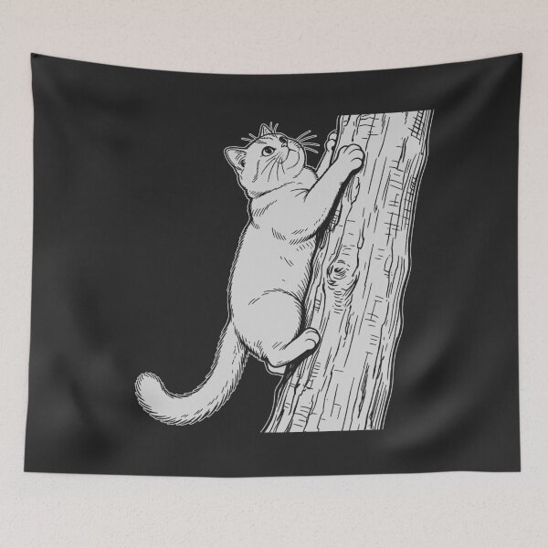 Item preview, Cat Climbing Tree - White Silhouette designed and sold by sxtfejvseyn.
