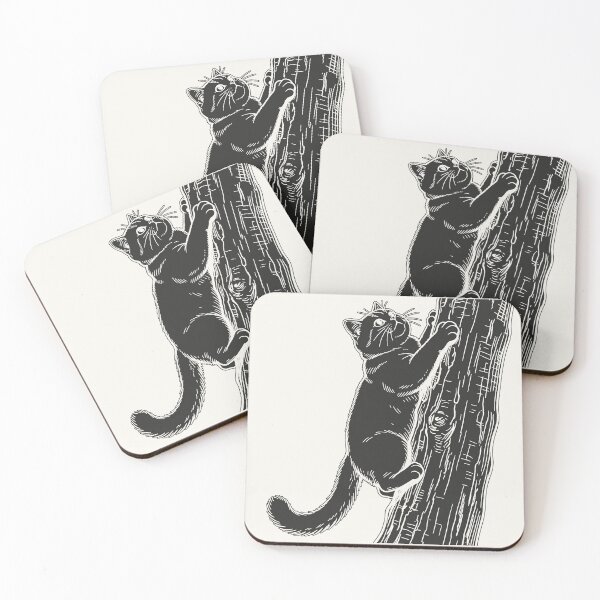 Item preview, Cat Climbing Tree - Black Silhouette designed and sold by sxtfejvseyn.