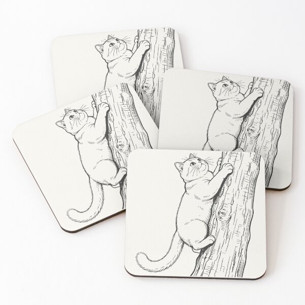 Item preview, Cat Climbing Tree - Black Line Art designed and sold by sxtfejvseyn.