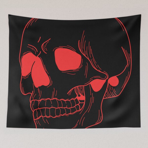 Item preview, Minimalist Red Neon Skull Linework Gothic Sketch designed and sold by DarkOriginArts.