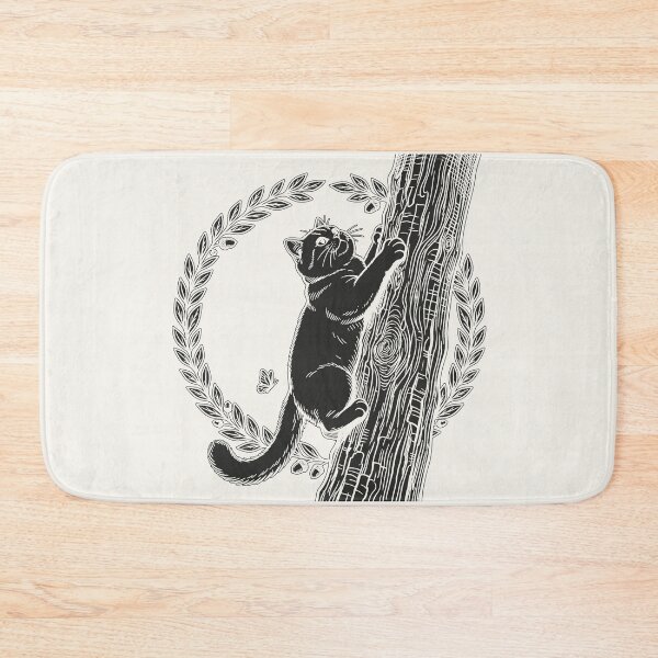 Item preview, Cat Climbing Tree with Wreath - Black Silhouette designed and sold by sxtfejvseyn.