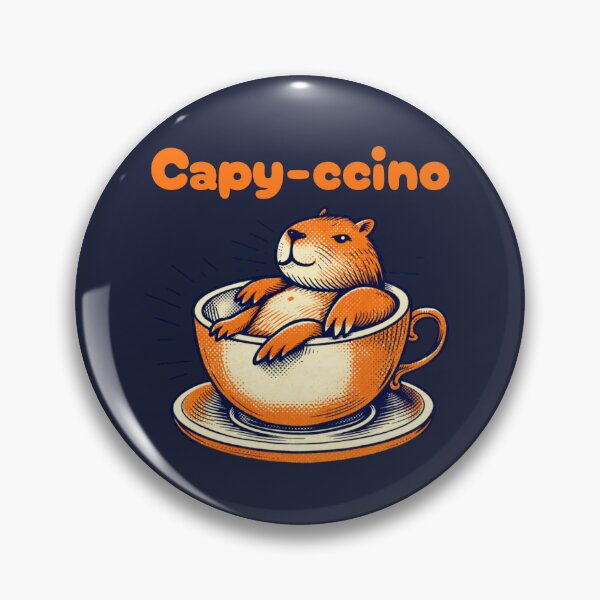 Item preview, Capy-ccino Funny Coffee Meme – Retro Capybara Cappuccino Pun Art designed and sold by FIREDesignsPOD.