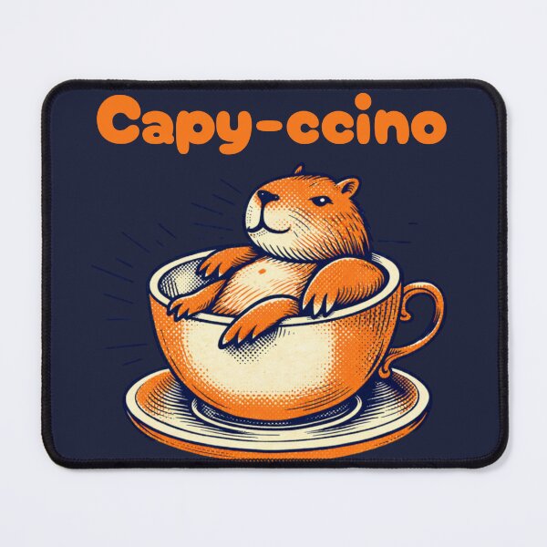Item preview, Capy-ccino Funny Coffee Meme – Retro Capybara Cappuccino Pun Art designed and sold by FIREDesignsPOD.