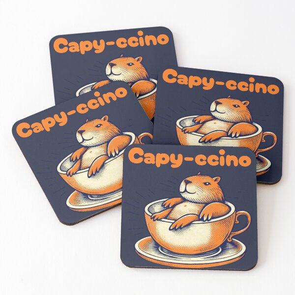 Item preview, Capy-ccino Funny Coffee Meme – Retro Capybara Cappuccino Pun Art designed and sold by FIREDesignsPOD.
