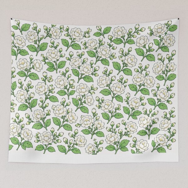 Aperçu de l'œuvre Bienvenue en Thaïlande Motif Fleur de Jasmin | Design Floral Ornement Thaï Mignon créée et vendue par Beeform.