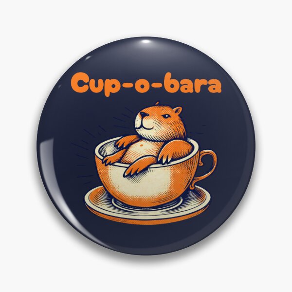 Item preview, Cup-o-bara Cute Coffee Meme – Funny Retro Capybara Teacup Pun Art designed and sold by FIREDesignsPOD.