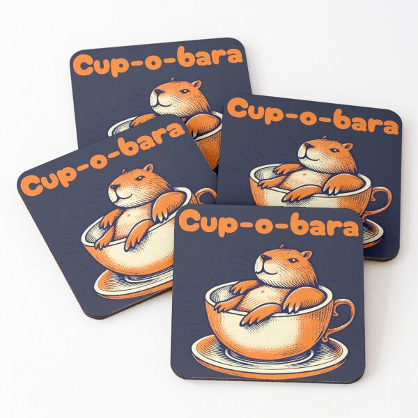 Item preview, Cup-o-bara Cute Coffee Meme – Funny Retro Capybara Teacup Pun Art designed and sold by FIREDesignsPOD.