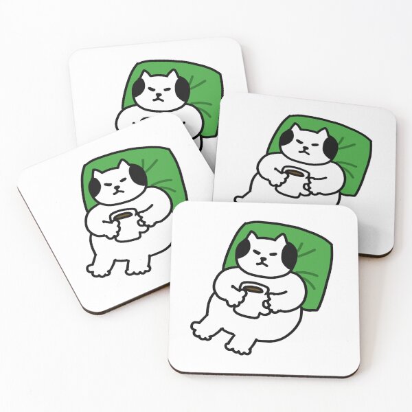 Item preview, a Cat sleeping with a cup of coffee designed and sold by superbaechoo.