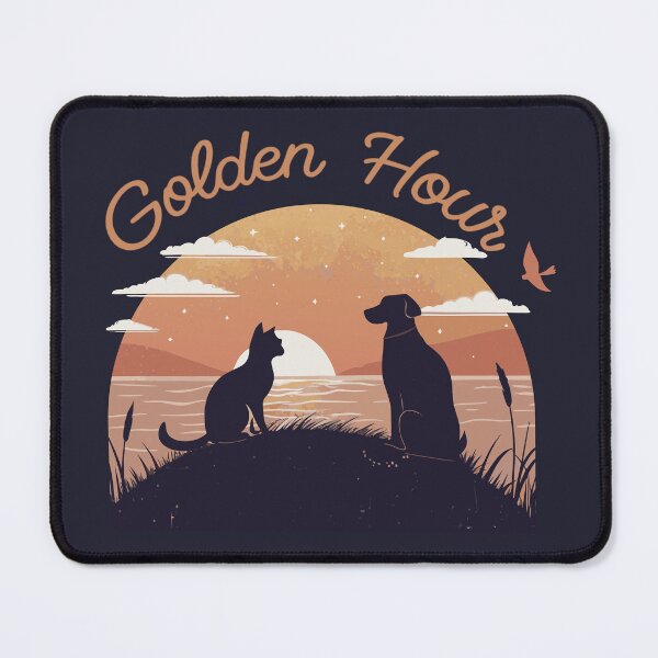 Item preview, Vintage Golden Hour Dog and Cat Silhouette Retro Sunset Ocean Landscape Art designed and sold by Ahmed-khafagy.