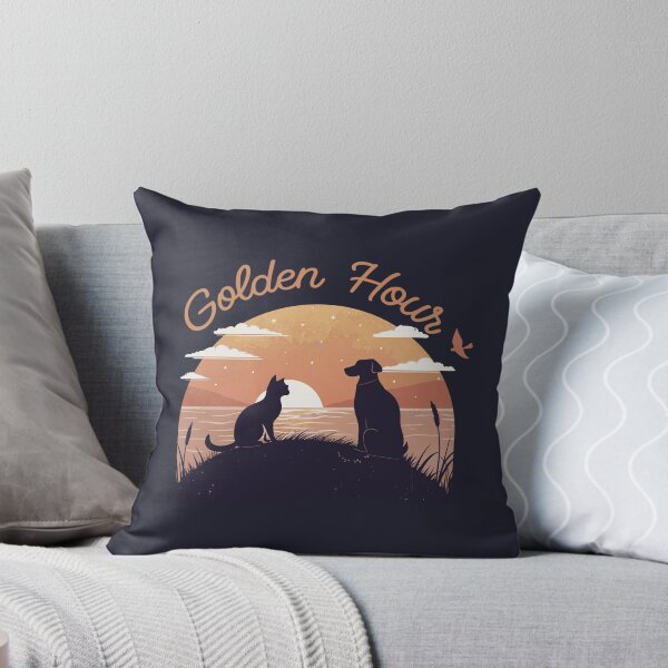 Item preview, Vintage Golden Hour Dog and Cat Silhouette Retro Sunset Ocean Landscape Art designed and sold by Ahmed-khafagy.