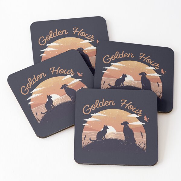 Item preview, Vintage Golden Hour Dog and Cat Silhouette Retro Sunset Ocean Landscape Art designed and sold by Ahmed-khafagy.