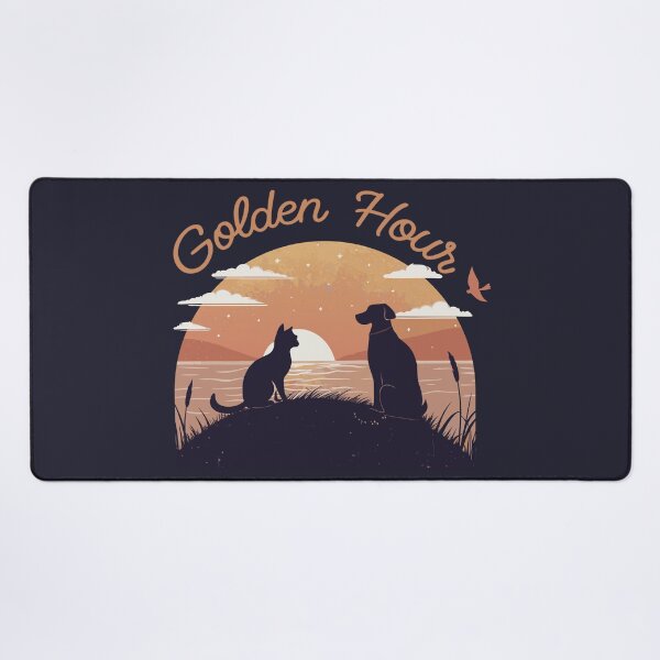 Item preview, Vintage Golden Hour Dog and Cat Silhouette Retro Sunset Ocean Landscape Art designed and sold by Ahmed-khafagy.