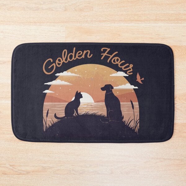 Item preview, Vintage Golden Hour Dog and Cat Silhouette Retro Sunset Ocean Landscape Art designed and sold by Ahmed-khafagy.