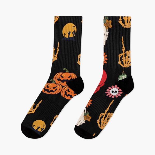 Item preview, Halloween Skull & Skeleton Hand Pattern | Spooky Gothic Pumpkin designed and sold by Dream Vibe.