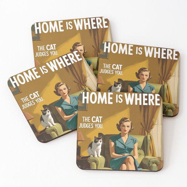 Item preview, Home is Where the cat judges you Vintage Retro Mom Joke designed and sold by Retro-Anime9.