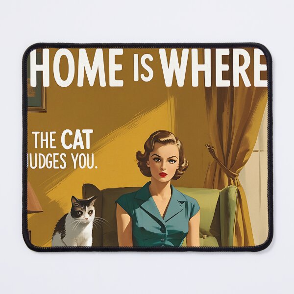 Item preview, Home is Where the cat judges you Vintage Retro Mom Joke designed and sold by Retro-Anime9.