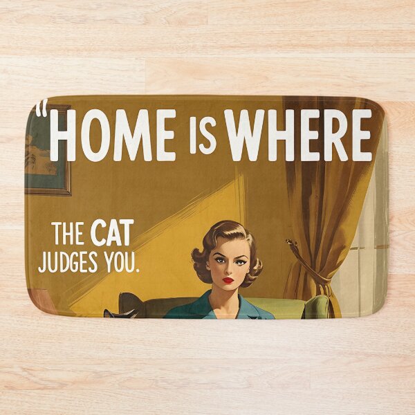 Item preview, Home is Where the cat judges you Vintage Retro Mom Joke designed and sold by Retro-Anime9.