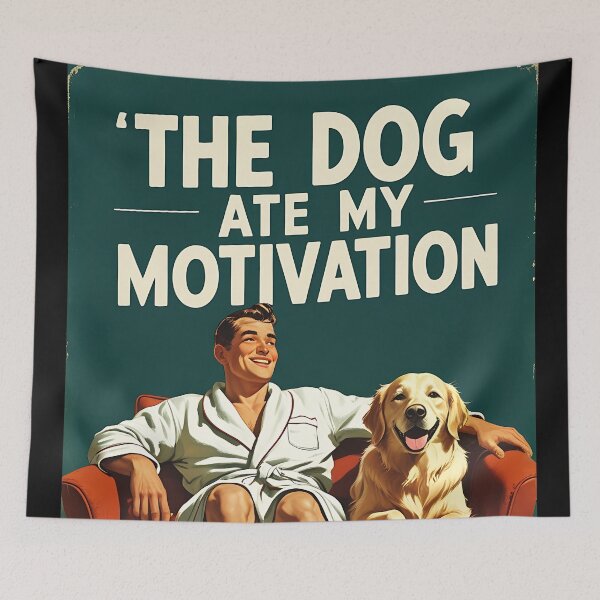 Item preview, The Dog Ate My Motivation Funny Vintage Retro Dog Parent designed and sold by Retro-Anime9.