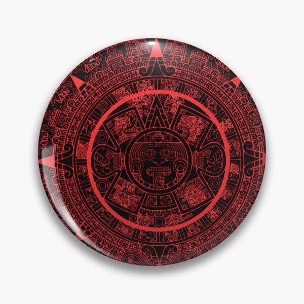 Item preview, Aztec Calendar Sun Stone Red Neon Ancient Sigil designed and sold by DarkOriginArts.