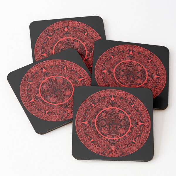 Item preview, Aztec Calendar Sun Stone Red Neon Ancient Sigil designed and sold by DarkOriginArts.
