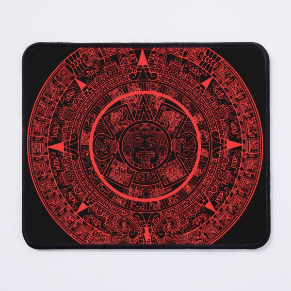Item preview, Aztec Calendar Sun Stone Red Neon Ancient Sigil designed and sold by DarkOriginArts.