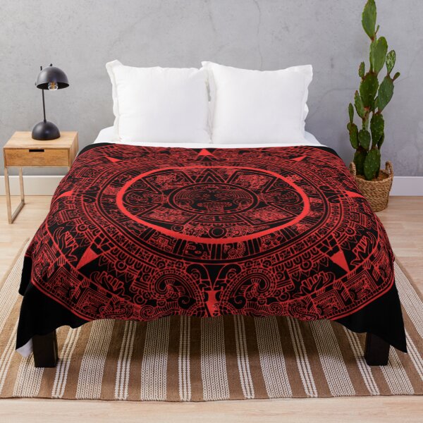 Item preview, Aztec Calendar Sun Stone Red Neon Ancient Sigil designed and sold by DarkOriginArts.