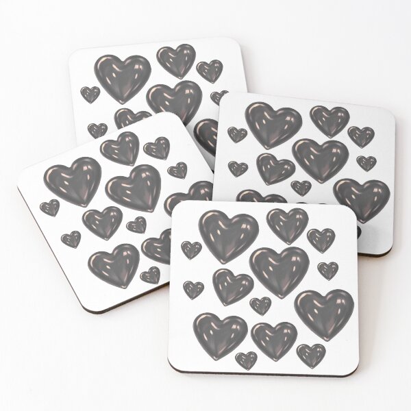 Item preview, Glossy Black Heart Pattern Aesthetic designed and sold by Theselinara.