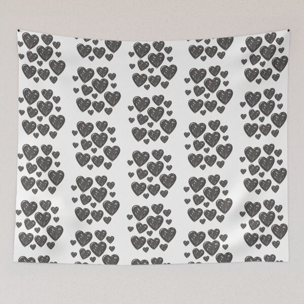 Item preview, Glossy Black Heart Pattern Aesthetic designed and sold by Theselinara.