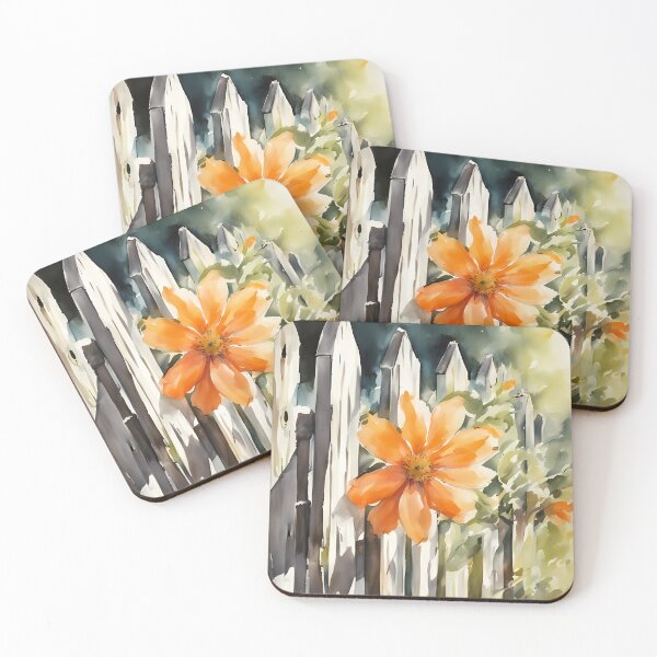 Item preview, Orange Flower and Fence designed and sold by CalmnessbyChoice.