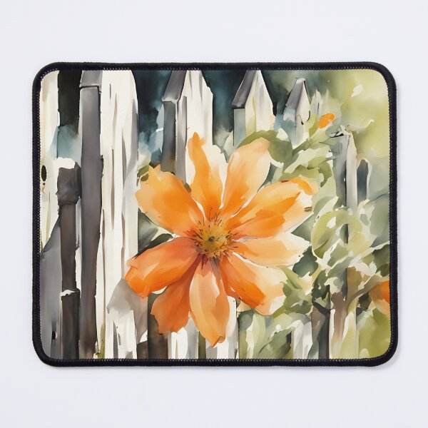 Item preview, Orange Flower and Fence designed and sold by CalmnessbyChoice.