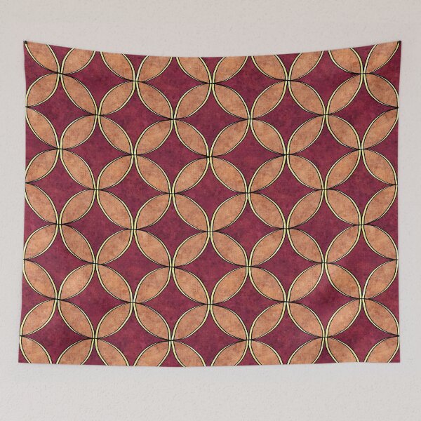 Item preview, Retro geometric circles pattern, dark red and beige designed and sold by NadiaChevrel.