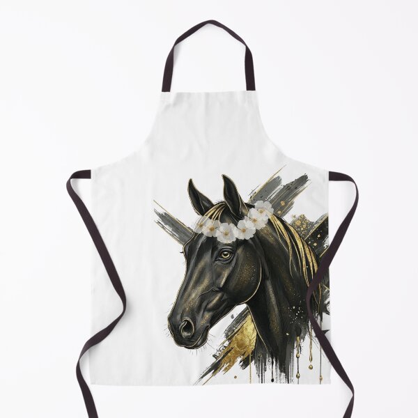 Item preview, Black Horse Golden Floral Crown Art designed and sold by OneCklick.