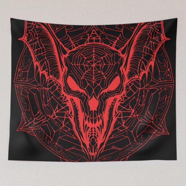 Item preview, Red Neon Gothic Bat Skull Vampire Occult Sigil designed and sold by DarkOriginArts.