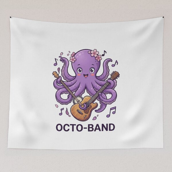 Item preview, A cute purple octopus plays music designed and sold by Ahmedsyde.